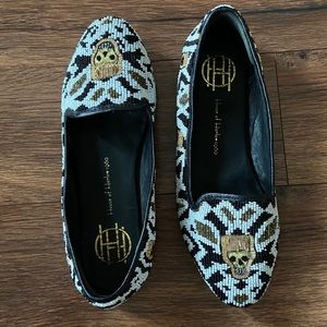 House of Harlow skull beaded flats!!